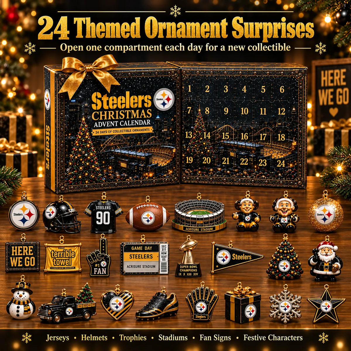 🏈 2026 Pittsburgh Football Advent Calendar – 24 Collectible Ornaments