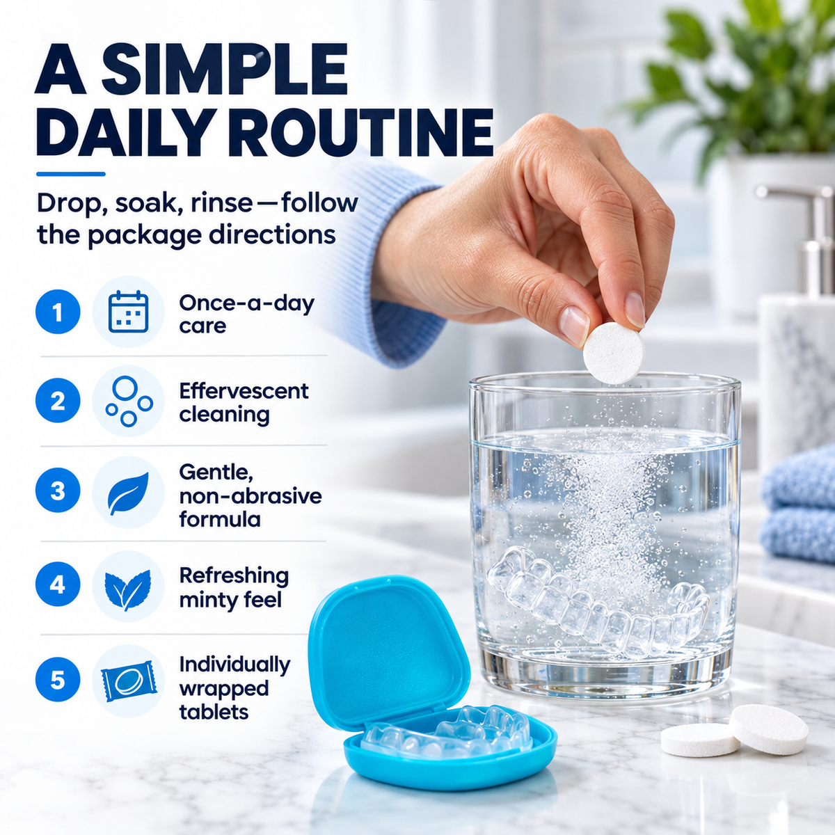 🦷✨ Effervescent Denture Cleaning Tablets – Deep Clean, Fresh Feel & Effortless Daily Care