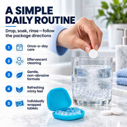 🦷✨ Effervescent Denture Cleaning Tablets – Deep Clean, Fresh Feel & Effortless Daily Care