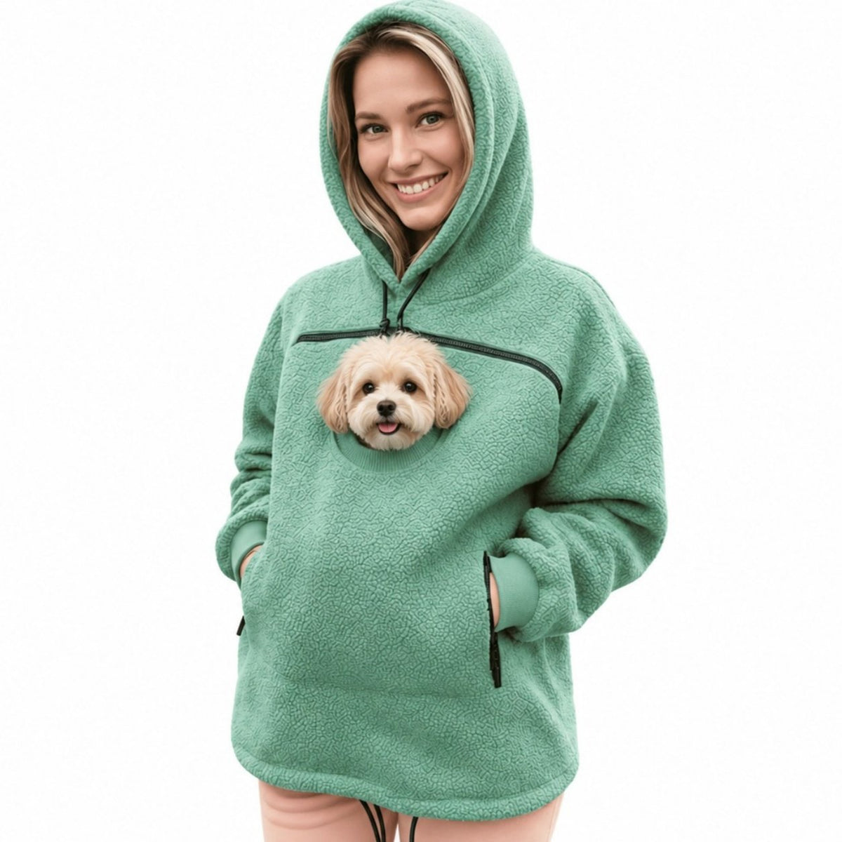 Hoodie With Dog&Cat Pouch Fleece Casual Oversized Sweatshirt