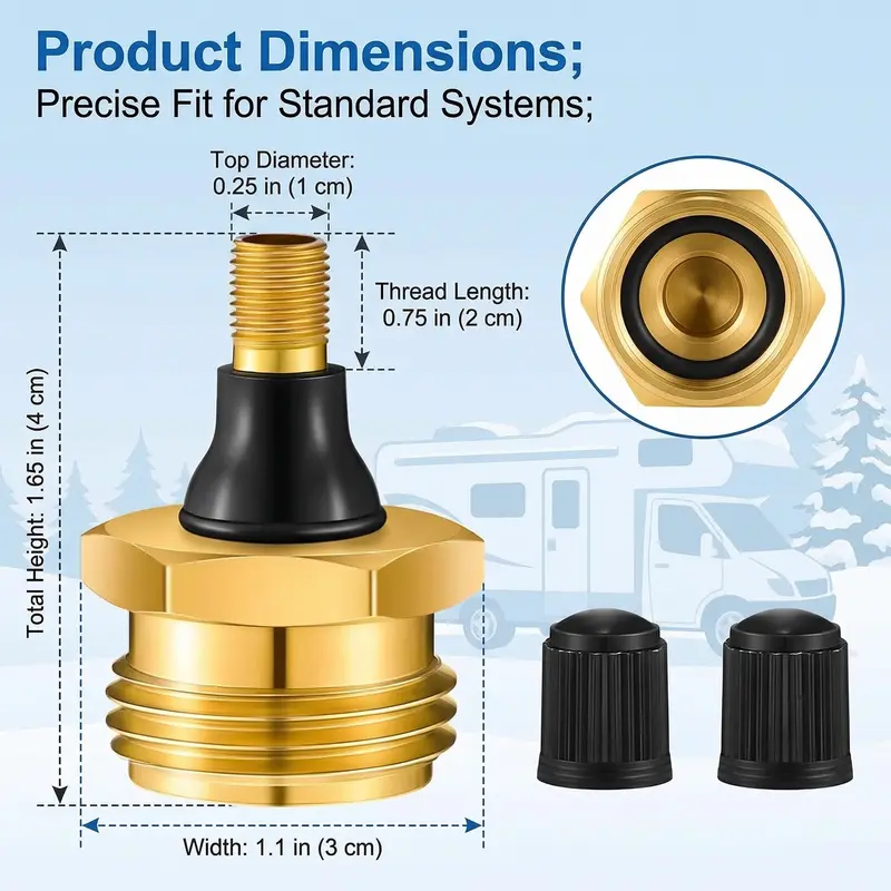 ❄️ 2-Pcs Brass RV Winterize Blowout Adapter 💨 Air Compressor Quick-Connect
