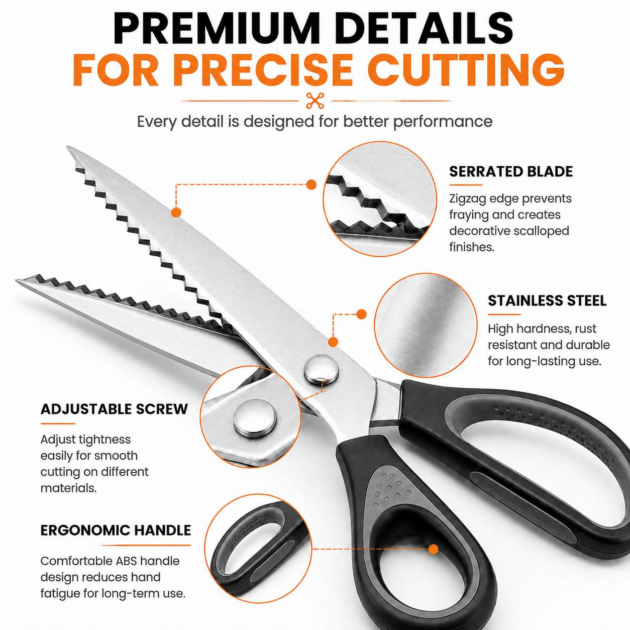 ✂️ 48 OFF Professional Pinking Shears – Stainless Steel Zigzag Fabric Cutting Scissors