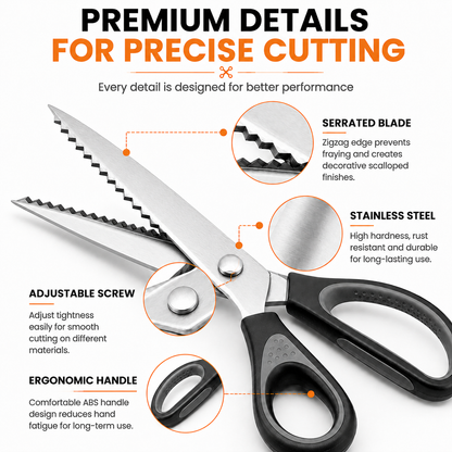 ✂️ 48 OFF Professional Pinking Shears – Stainless Steel Zigzag Fabric Cutting Scissors