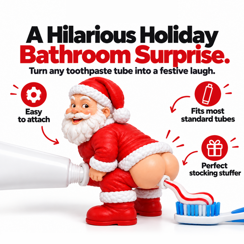 🎅 Cheeky Santa Toothpaste Topper - Funny Christmas Gag Gift 🎄