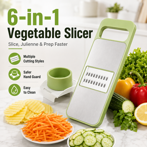 🔥 50% OFF 6-in-1 Vegetable Slicer 🥕 Slice, Shred & Prep Faster