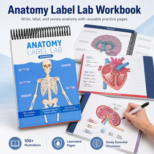 📚✨ 50% OFF Reusable Anatomy Study Workbook 🧠 100+ Illustrations for Active Recall