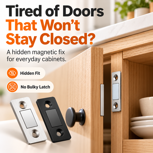 🧲 Magnetic Cabinet Door Catch – Strong Hold, Slim Design & Easy Installation