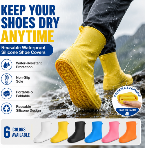 🌧️Stop Soaked Sneakers! Heavy-Duty Rain Shoe Covers – Anti-Slip & Fold Into Your Bag