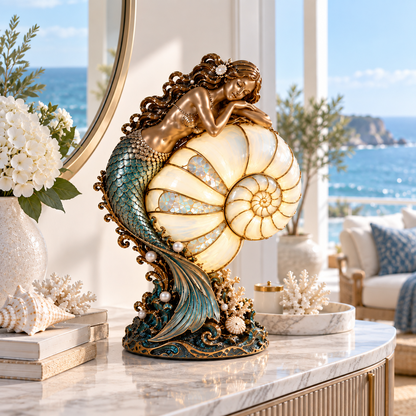 🧜‍♀️ Mermaid’s Nautilus Stained Glass Lamp | An Enchanting Ocean Glow 🌊✨