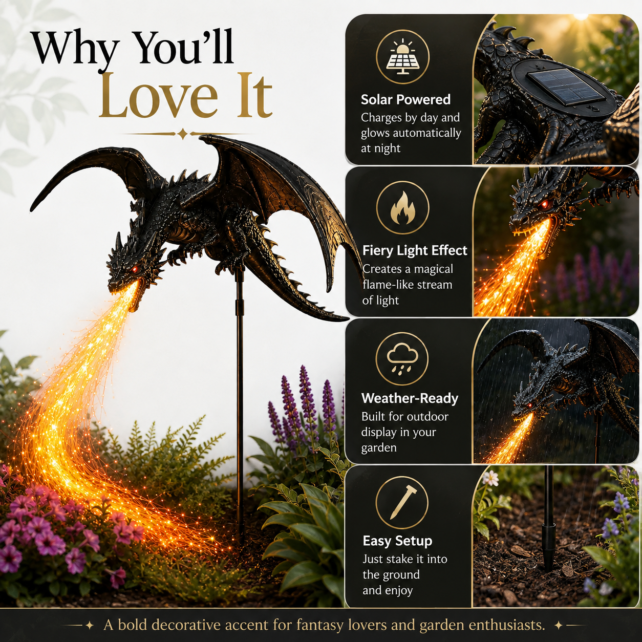 🐉 50% OFF 2027 Dragon’s Ember Solar Garden Light 🔥 Magical Halloween Outdoor Decor