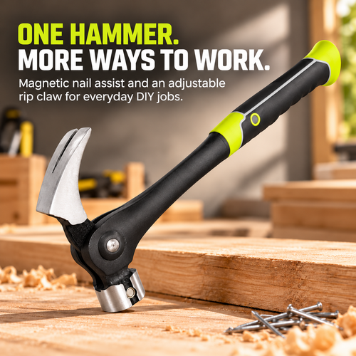 🔥 50% OFF – Multi-Function Hammer with Magnetic Nail Assist & Adjustable Claw 🔨