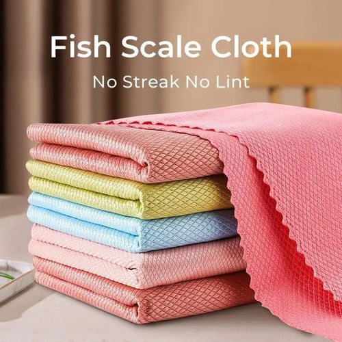✨ 50% OFF 10PCS Fish Scale Cleaning Cloth — No Streaks, Less Lint & Powerful Absorption