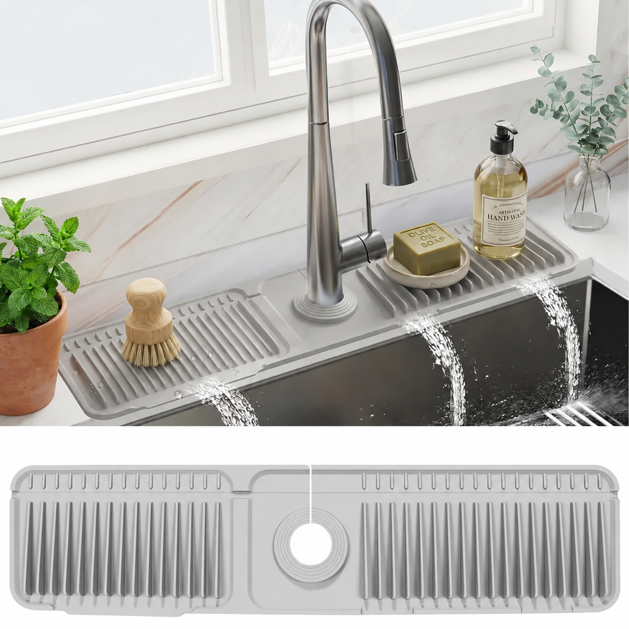 ✨ Self-Draining Faucet Mat – Keep Your Sink Counter Dry & Organized 48% OFF