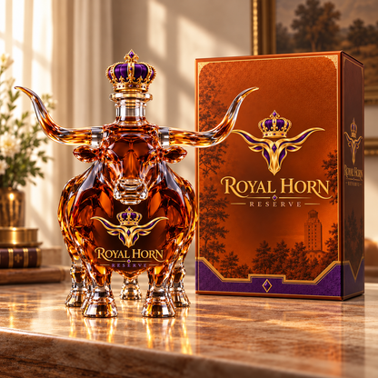 🐂 Texas Longhorn Collector’s Bottle 👑 Sculpted Display & Gift Box