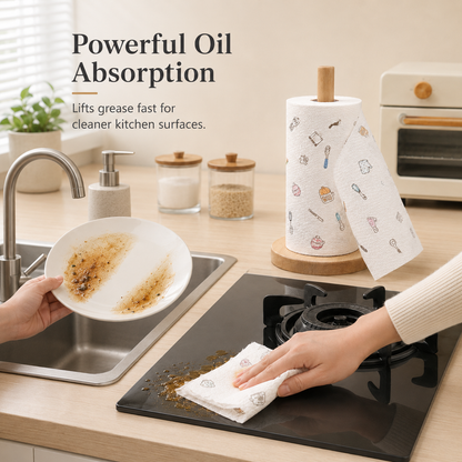 ✨ Save 50% Today 🏠 50PCS Kitchen Cleaning Cloth Roll – Tear, Wipe & Clean in Seconds
