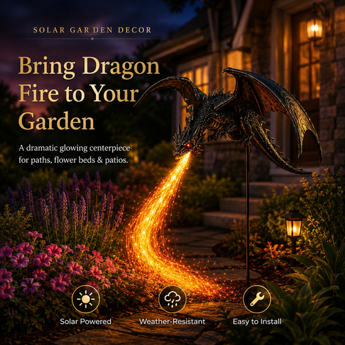 🐉 50% OFF 2027 Dragon’s Ember Solar Garden Light 🔥 Magical Halloween Outdoor Decor