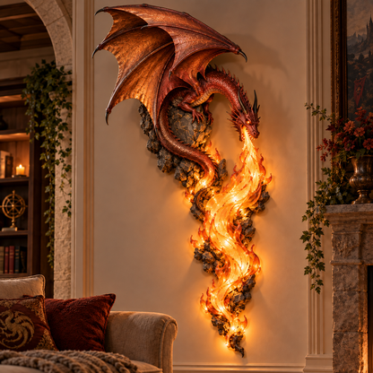 🔥Last Day 49% OFF -🐉 Mythic Dragonfire Guardian Wall Sconce | Dark Fantasy LED Flame Sconce Lamp 🔥