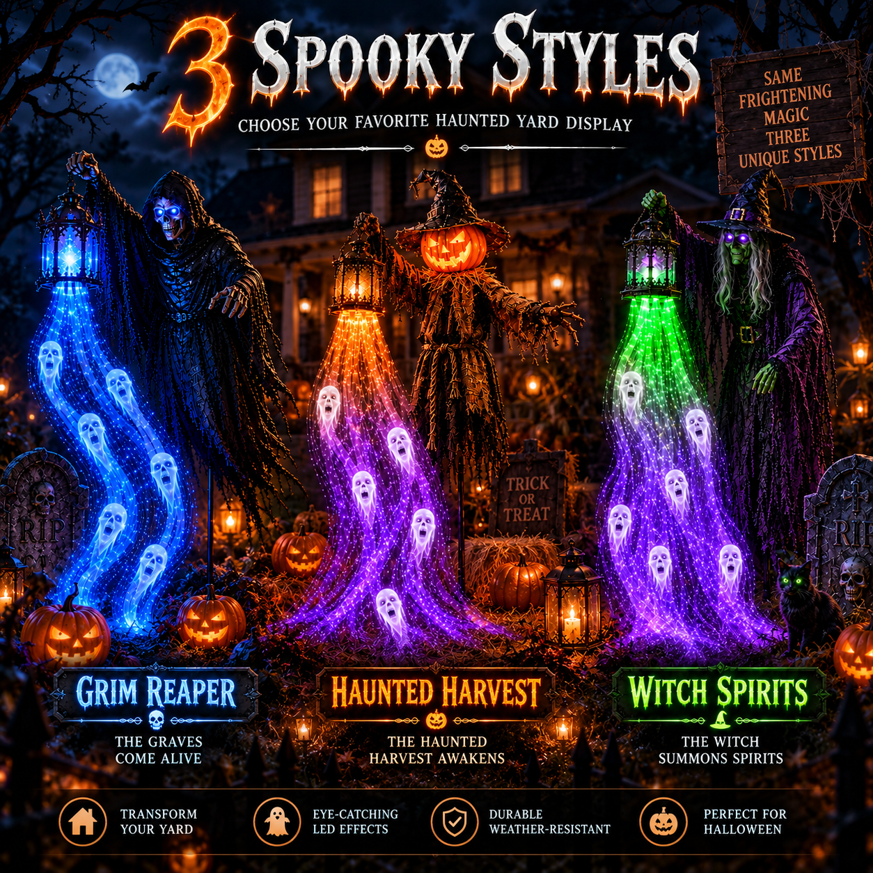 🎃45% OFF 3-Style Solar Halloween Spirit Yard Lights 👻 Bring Your Yard to Life After Dark