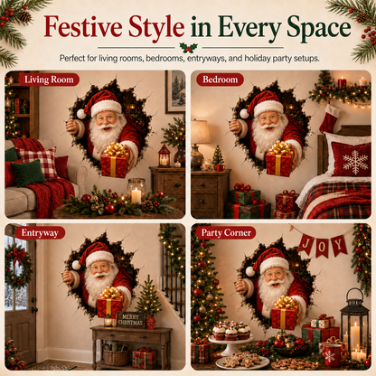 🔥Last Day 50% OFF-19.7'' 🎄 3D Christmas Break-In Wall Decal Peel and Stick Holiday Home Decor 🎅