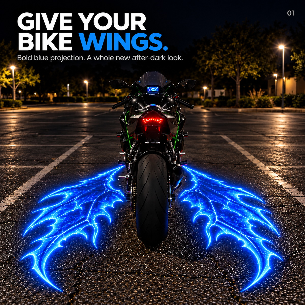 🏍️ Motorcycle Wing Projection Lights 🪽 After-Dark Ground Projectors
