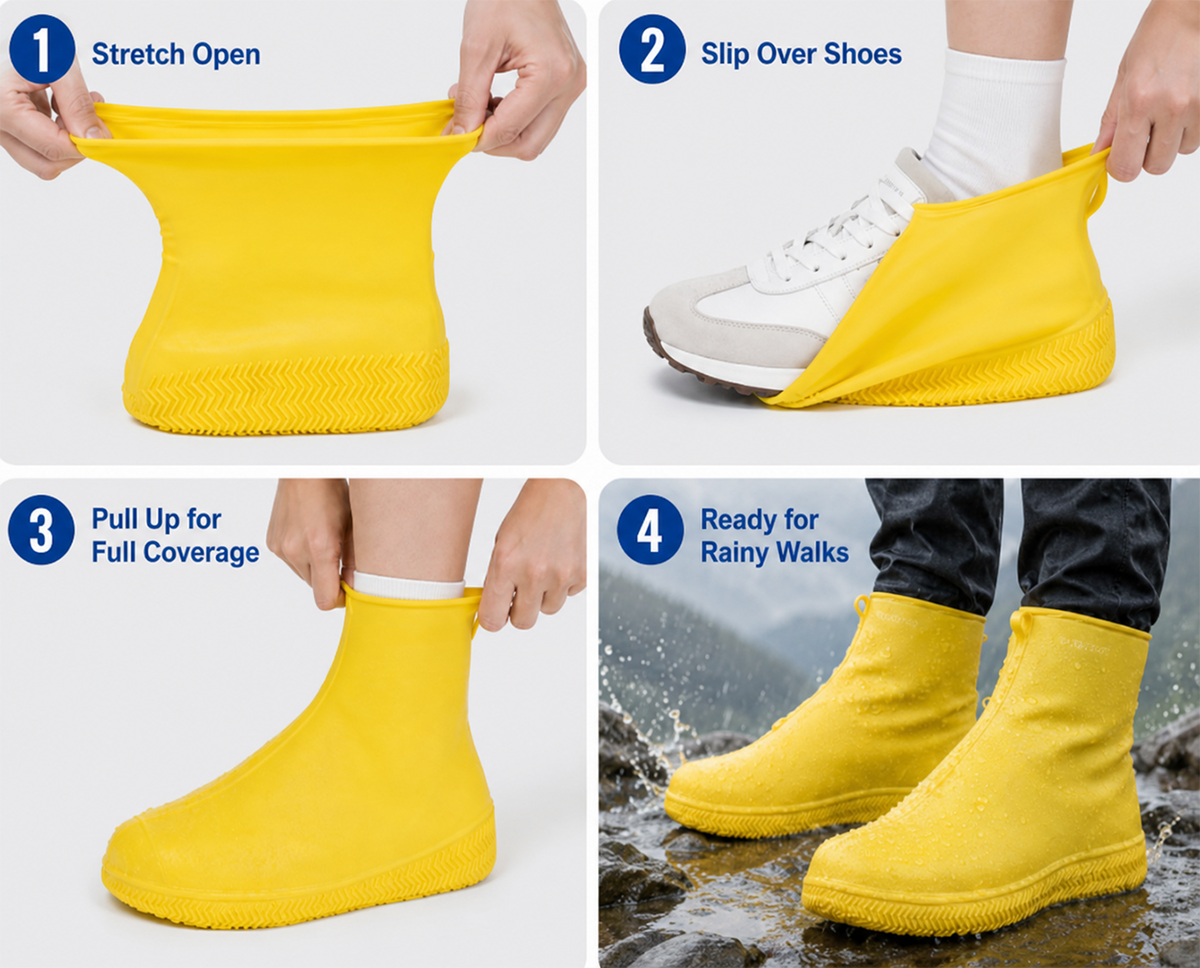 🌧️Stop Soaked Sneakers! Heavy-Duty Rain Shoe Covers – Anti-Slip & Fold Into Your Bag