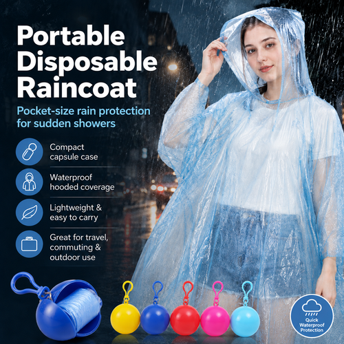🌧️ 50% OFF Pocket-Sized Disposable Rain Poncho Capsule