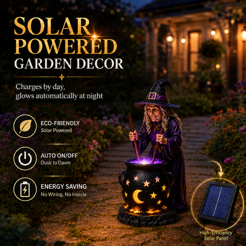 🌙 Glowing Witch Cauldron Solar Decor – Enchant Your Halloween Yard