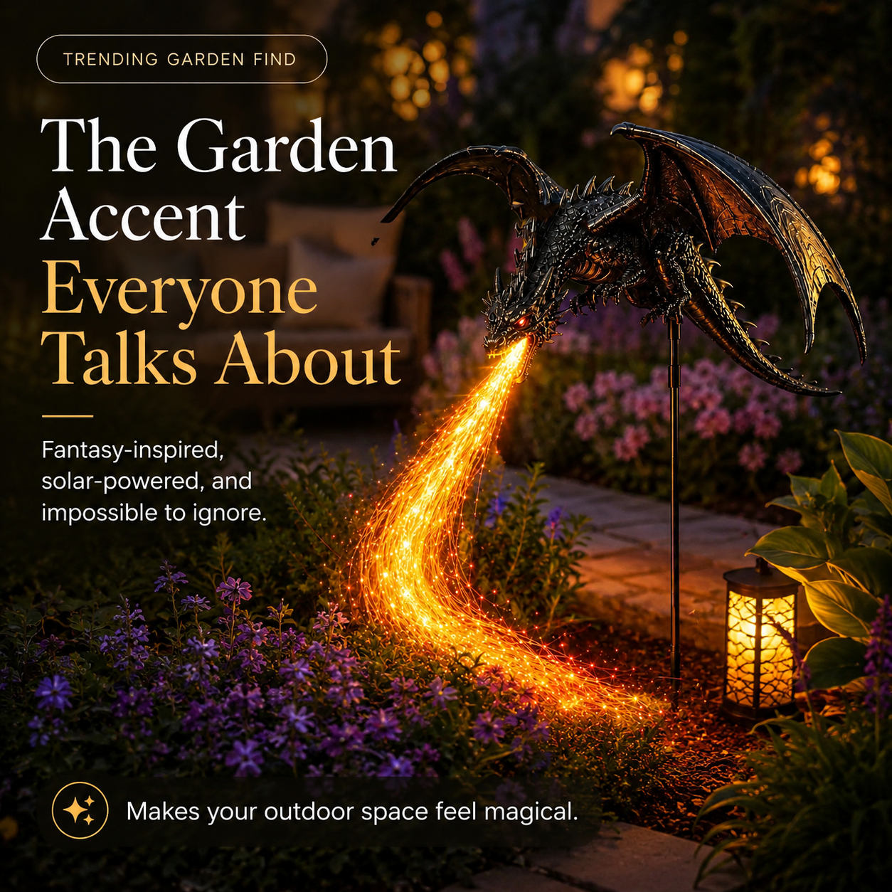 🐉 50% OFF 2027 Dragon’s Ember Solar Garden Light 🔥 Magical Halloween Outdoor Decor