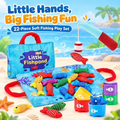 🐟 22-Piece Soft Fishing Toy Set – Color Matching & Early Learning Fun for Babies & Toddlers