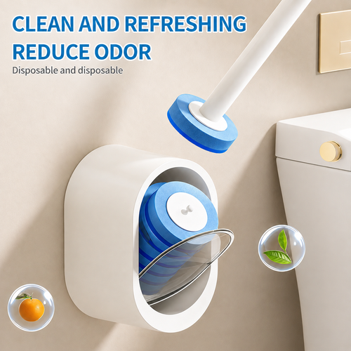 🚽✨ 50% OFF Wall-Mounted Disposable Toilet Brush 🧽 Fresh Head Every Clean