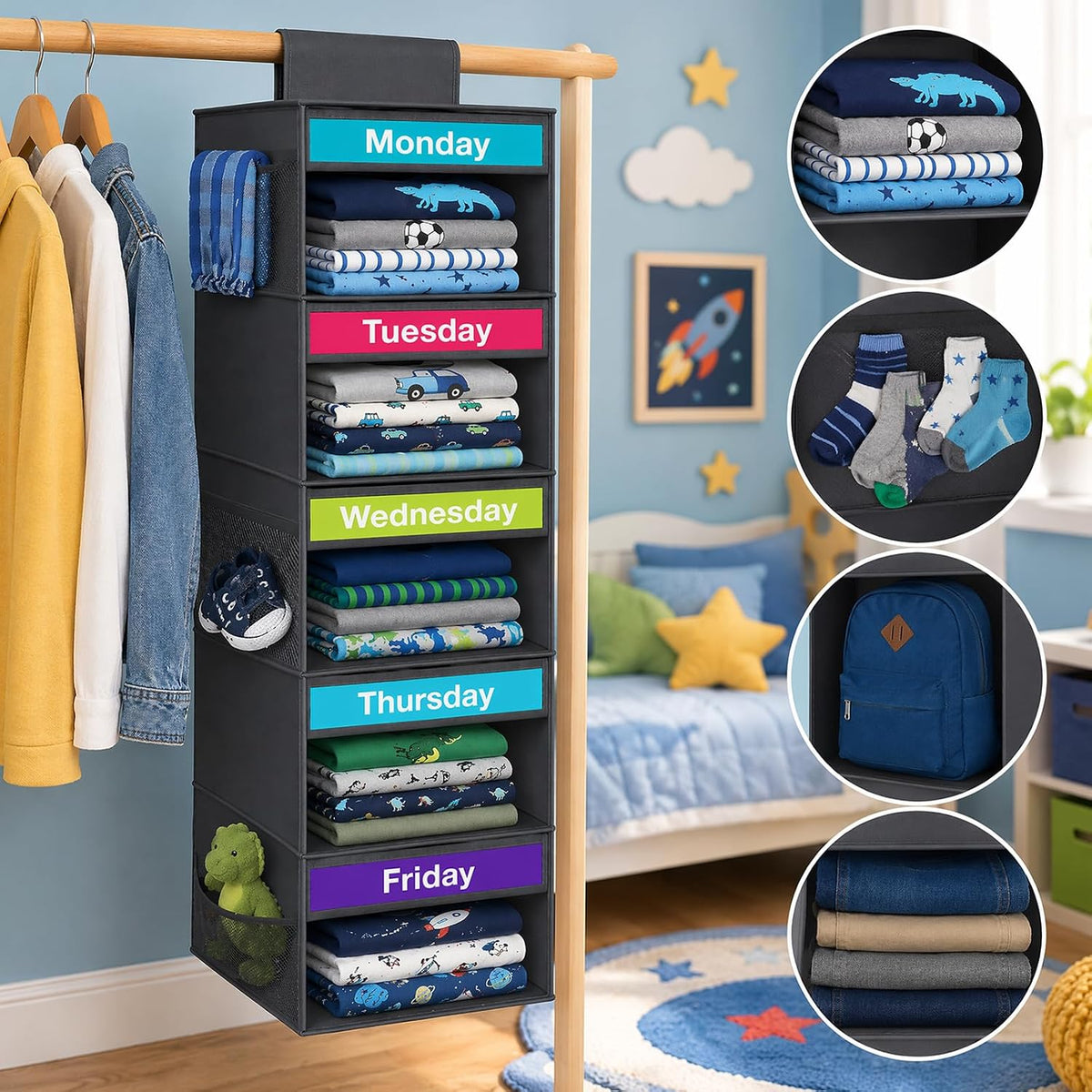 ✨ 50% OFF 5-Tier Weekly Outfit Organizer – Make School Mornings Easier