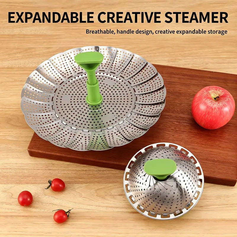 🔥 50% OFF 🥦 Expandable Stainless Steel Vegetable Steamer Basket