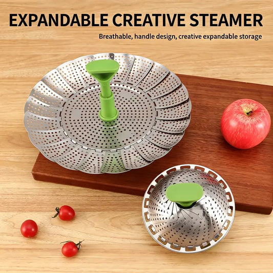 🔥 50% OFF 🥦 Expandable Stainless Steel Vegetable Steamer Basket
