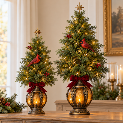 🐦🎄 Cardinal Glow Trees™ | Lighted Christmas Lantern Decor