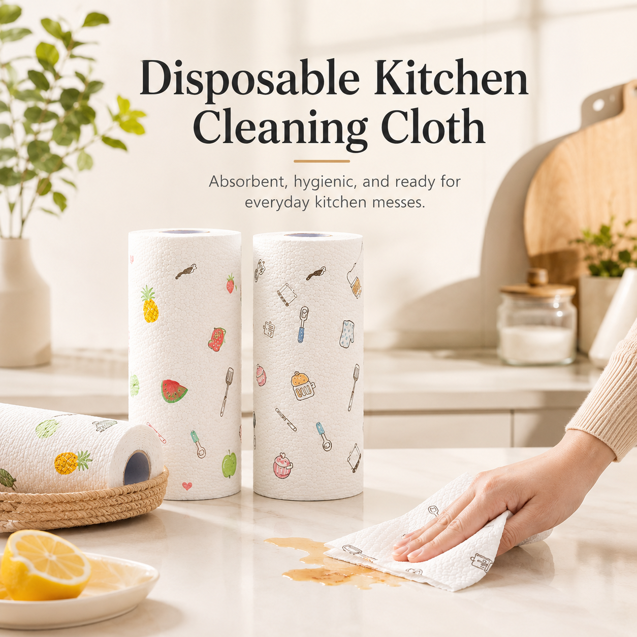 🍳 49% OFF 50-Sheet Kitchen Cleaning Cloth Roll – Thick, Absorbent & Wet/Dry Use