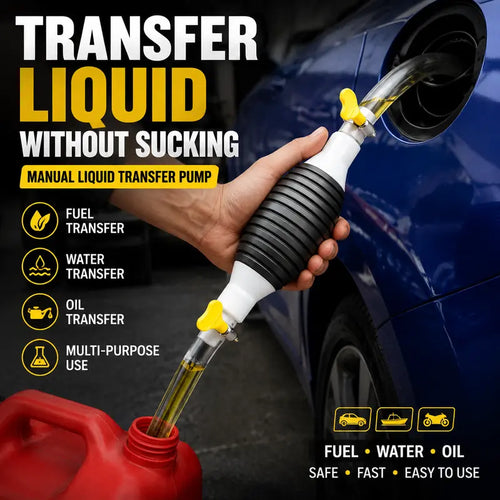 ⛽50% OFF Manual Siphon Pump Kit with 1M Hose, Rubber Pump Bulb & 2 Hose Clamps, Liquid Transfer Pump for Fuel Water Oil, Car Boat Motorcycle