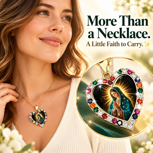 Virgin Mary Birthstone-Inlaid Daily Prayer Pendant Necklace