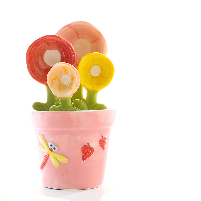 Flower Ceramic Measuring Spoon Set