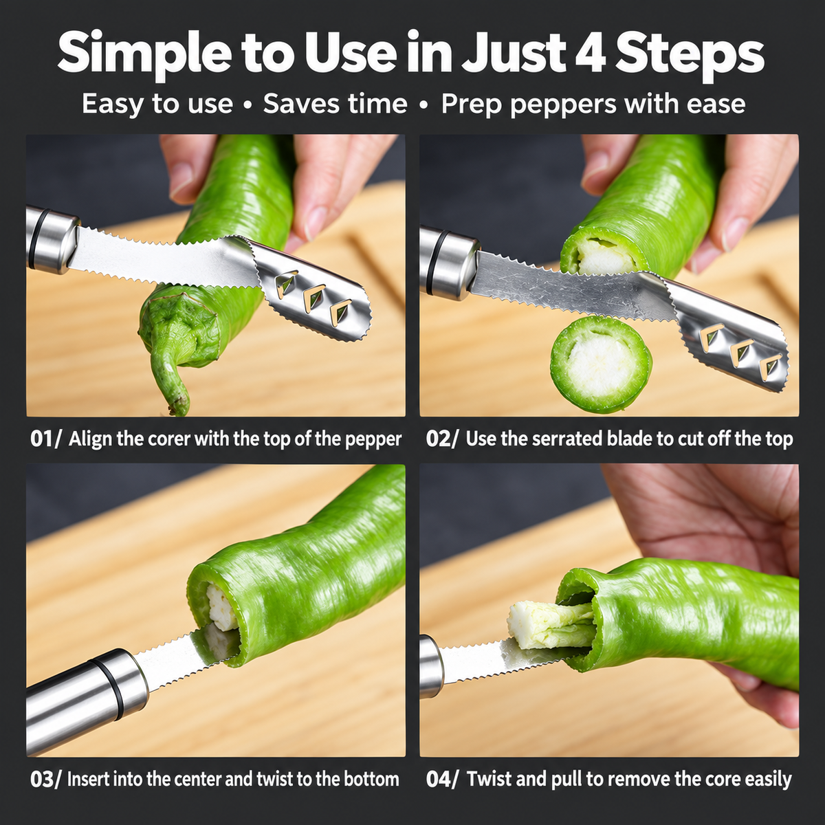 Pepper Corer Tool 🌶️ Easy Chili Seed Remover Kitchen Gadget