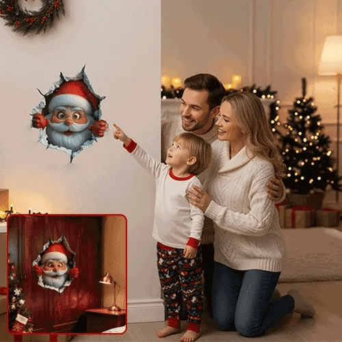 🎅 Christmas Hot Sale 🎄 Peeking Santa Wall Sticker – Easy Holiday Magic for Any Room