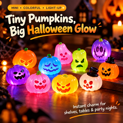 🎃 Colorful Glowing Mini Halloween Jack-O'-Lantern Pumpkin Night Lights Table Decor 🌈