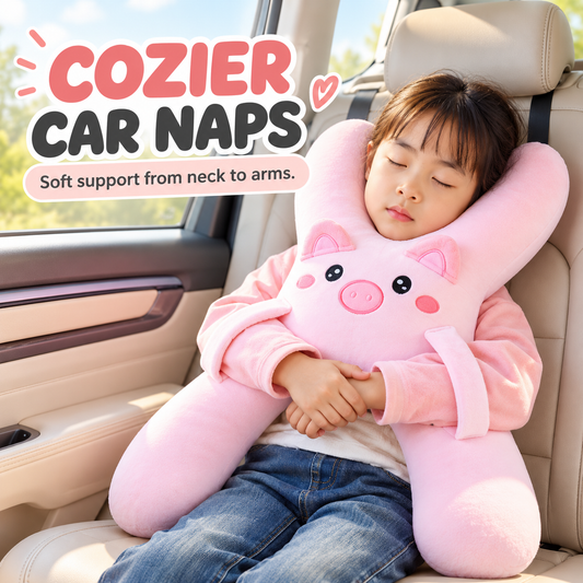 🚗 Kids H-Shape Car Travel Pillow for Head & Neck Support with Safety Belt Strap 💤