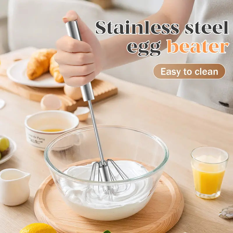 🔥 50% OFF Stainless Steel Hand-Push Rotary Whisk 🥄 Mix Faster in Seconds