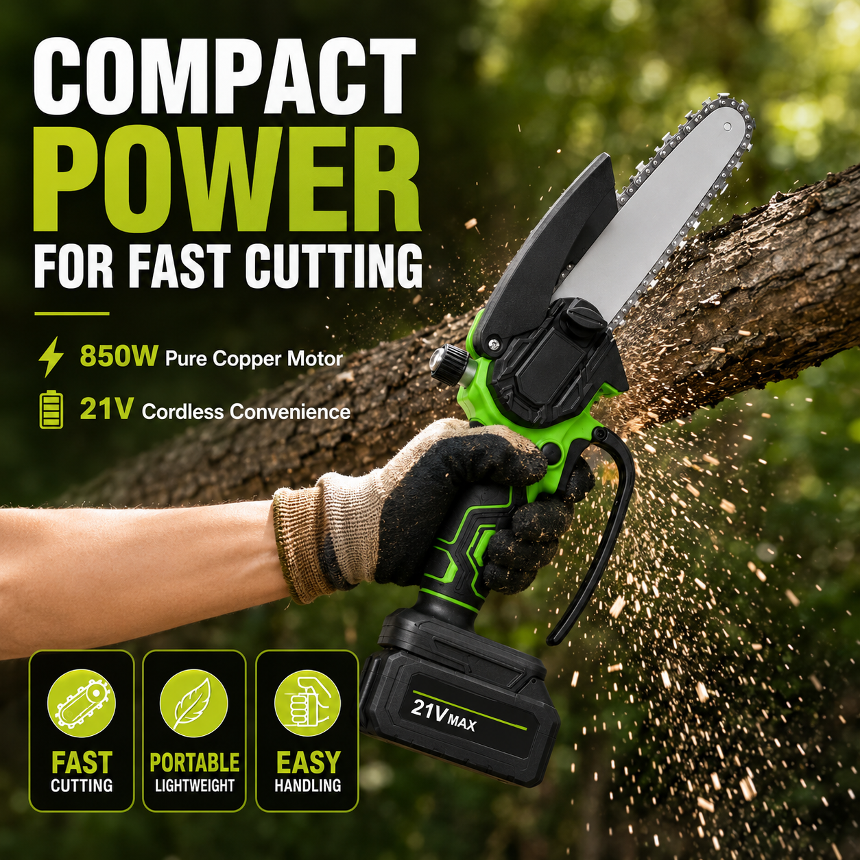 🔥 48% OFF 6-Inch Cordless Mini Chainsaw – Powerful & Easy Cutting 🌲