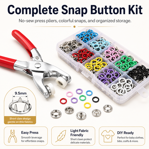 🔥49% OFF -🧵 No-Sew Snap Button Kit – Quick Clothing Repairs & DIY