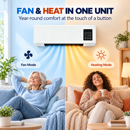 ❄️🔥 2-in-1 Wall-Mounted Dual Season Air Cooler & PTC Ceramic Fast Heater with Remote 🎛️