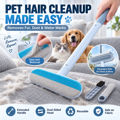 🐾 LIMITED-TIME 49% OFF Pet Hair Remover Brush – Long Handle & 2-in-1 Cleaning