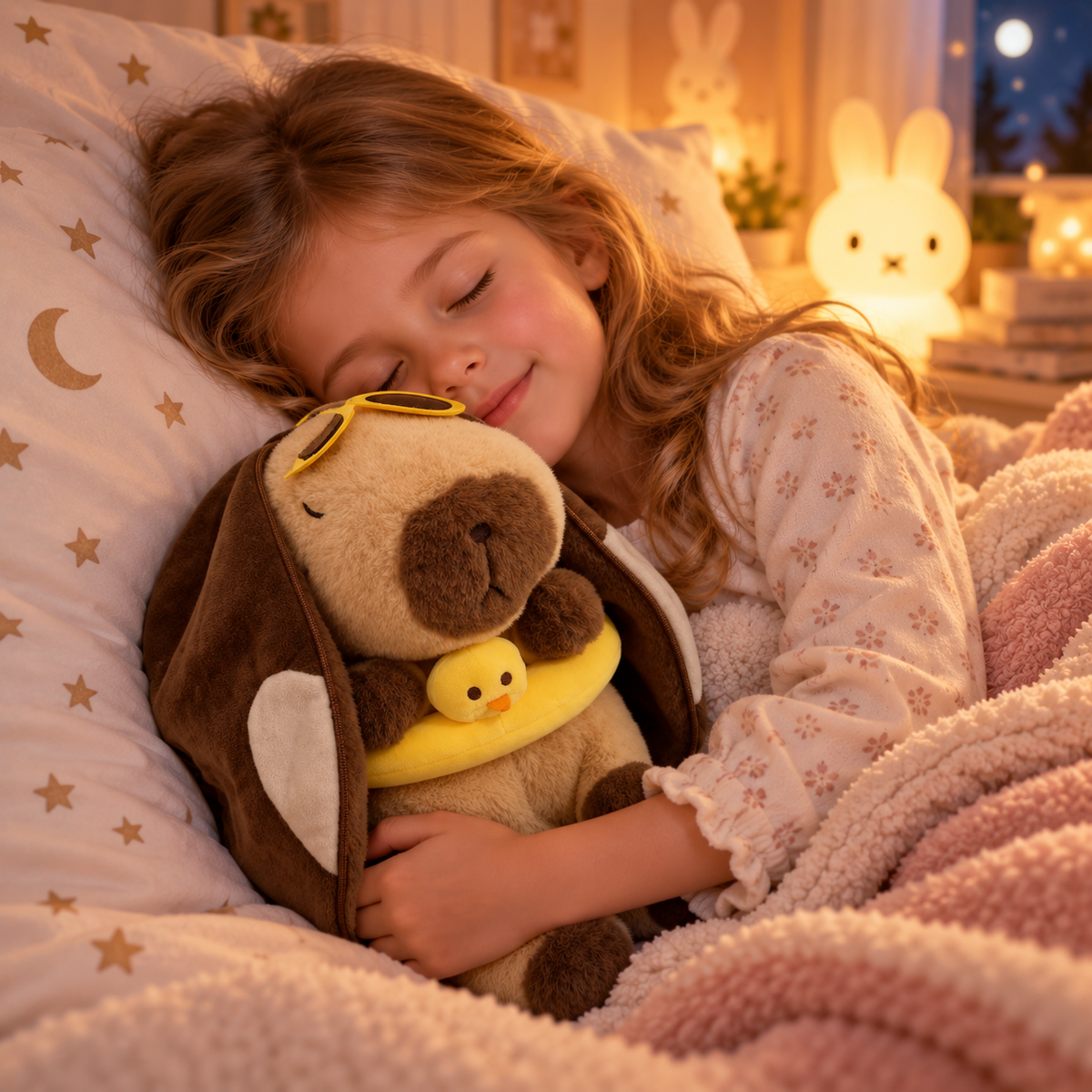 🌙 50% OFF Breathing Capybara Plush Backpack – Glowing Sleep Companion Toy for Kids