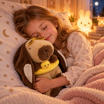 🌙 50% OFF Breathing Capybara Plush Backpack – Glowing Sleep Companion Toy for Kids
