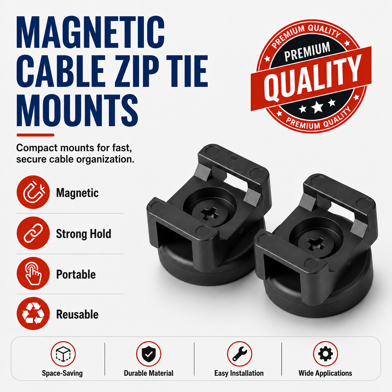 🧲 50% OFF Magnetic Cable Tie Mounts 🔧 Strong Hold, Easy Cable Management
